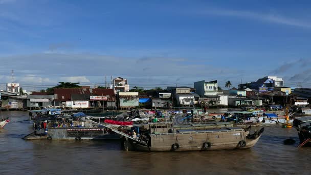 Cai Rang floating market — Stock Video