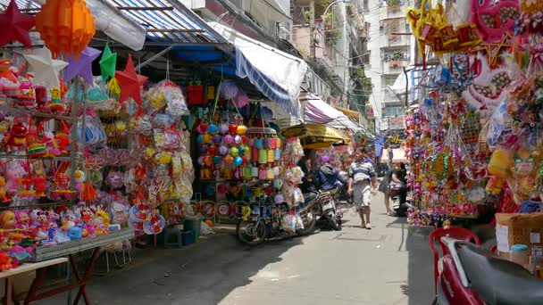 Lanern pro prodej v Luong Nhu Hoc street, Vietnam — Stock video