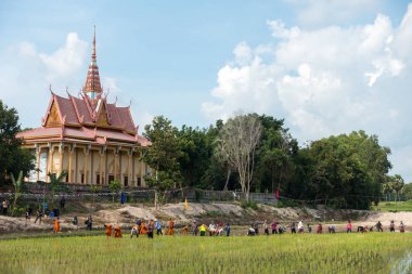 Güneşli bir günde bir sahada çalışan insanlar