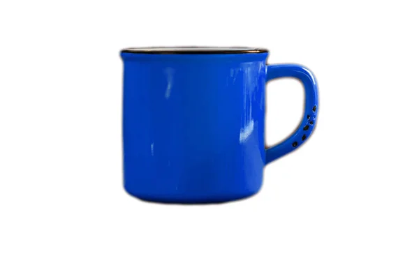 격리 한 오래 된 파란 컵 — 스톡 사진