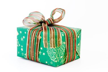 Kırmızı ve yeşil Noel hediye izole şerit ile