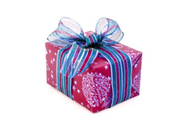 Kırmızı ve mavi Noel hediye izole şerit ile