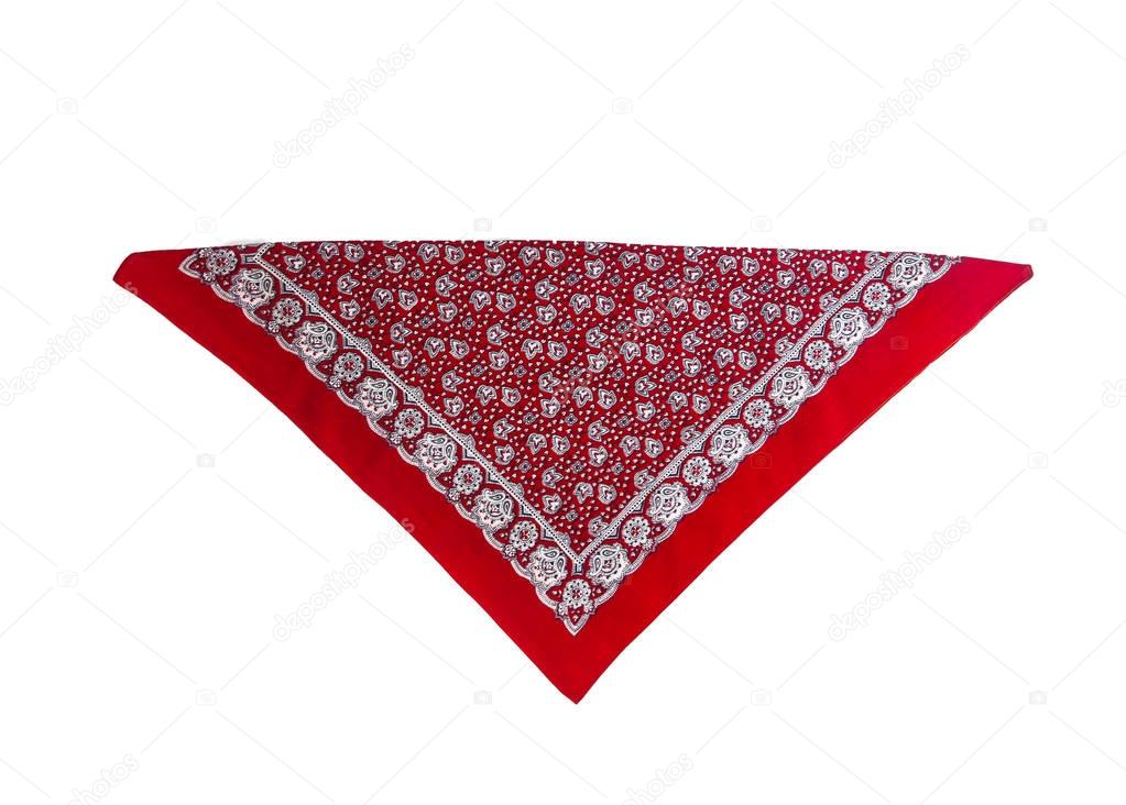 Red kerchief bandana with a pattern, isolated