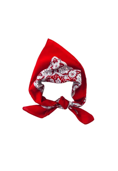 Bandana lenço vermelho com um padrão, isolado — Fotografia de Stock