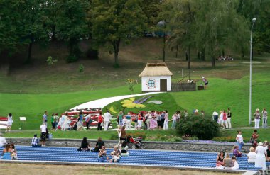Ukrayna, Kiev, 25 Ağustos 2010. Çiçek Sergisi. Dekorasyon
