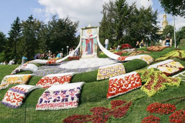 Ukrayna, Kiev, 25 Ağustos 2010. Çiçek Sergisi. Dekorasyon