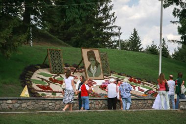 Ukrayna, Kiev, 25 Ağustos 2010. Çiçek Sergisi. Dekorasyon