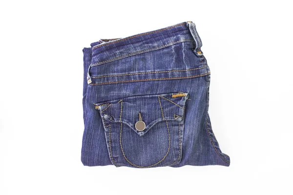 Paars, violet retro jeans netjes gevouwen, geïsoleerd — Stockfoto