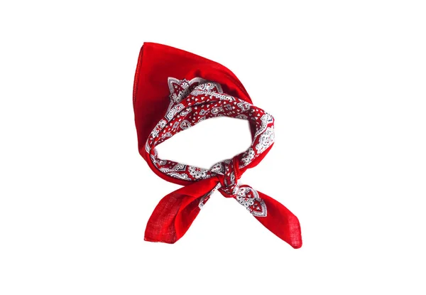 Bandana lenço vermelho com um padrão, isolado — Fotografia de Stock