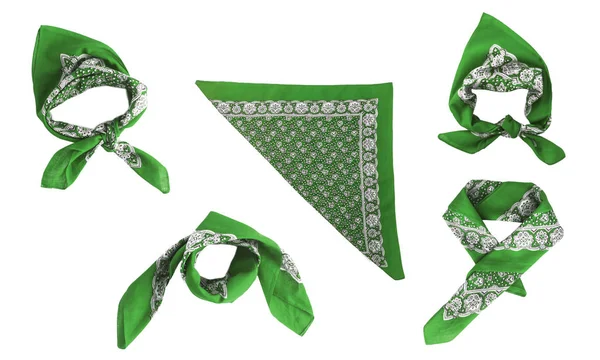 Zielony chustka z wzorem, na białym tle — Zdjęcie stockowe