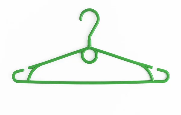 One colored plastic hanger, isolated on white background, close- — Stock Photo, Image