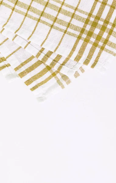 Жовта тканина, кухонний рушник з картатим візерунком, ізольовані на — стокове фото