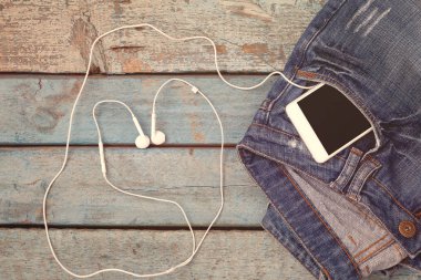 Dokunmatik akıllı telefon-telefon ile kulaklık kulaklık şekli o kaplı