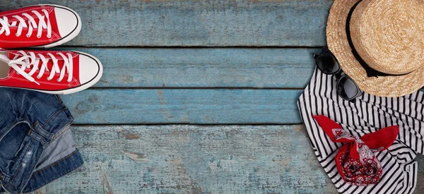 Natürmort rekreasyon, giyim, şapka, gizlice için çeşitli öğeleri