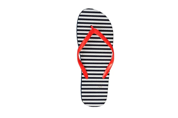 Gestreepte rubberen slippers, geïsoleerd op een witte achtergrond — Stockfoto
