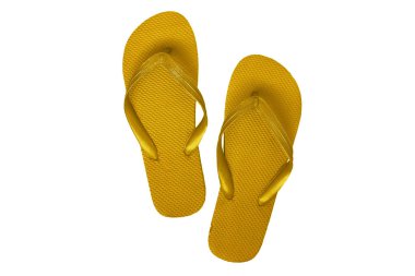Beyaz arka plan üzerinde izole sarı lastik flip flop