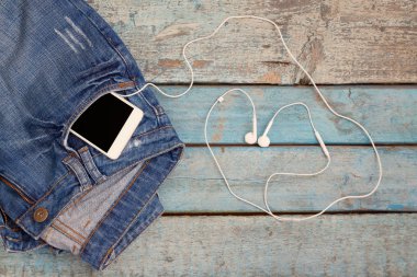 Dokunmatik akıllı telefon-telefon ile kulaklık kulaklık şekli o kaplı