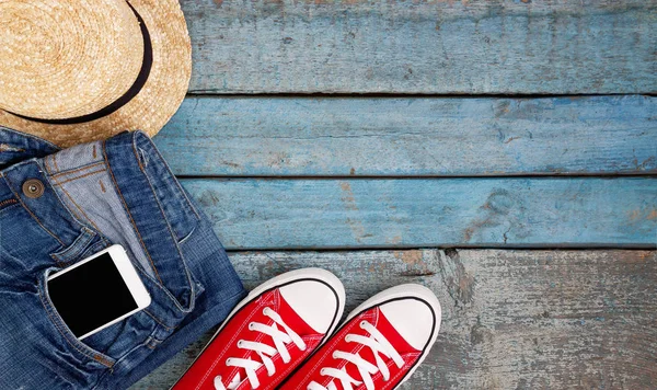 Natürmort rekreasyon, giyim, şapka, gizlice için çeşitli öğeleri