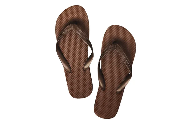 Brown rubber flip flops, isolated on a white background Stock Image