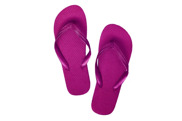 Roze-paars rubberen slippers, geïsoleerd op witte achtergrond — Stockfoto
