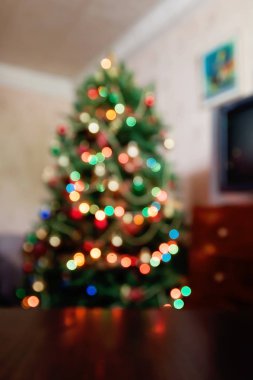 Odaklanamayan ışıklarla soyut noel arkaplanı