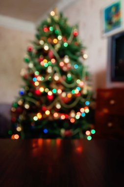 Odaklanamayan ışıklarla soyut noel arkaplanı