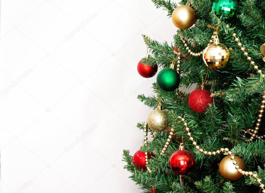 glass ball and decorations on Christmas tree 