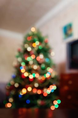 Odaklanamayan ışıklarla soyut noel arkaplanı