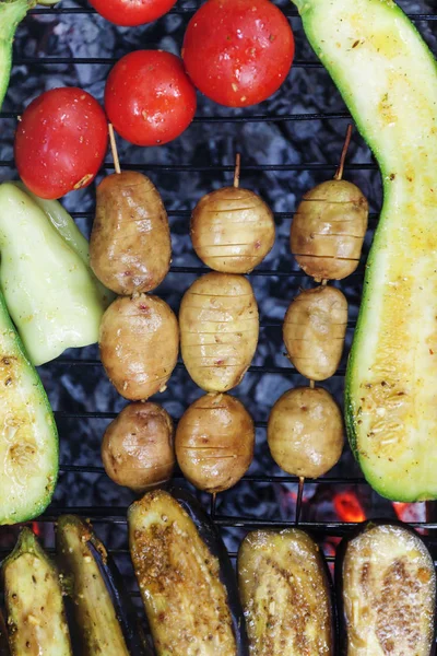 Bukiet warzyw z grilla. Chef gotowania vegetables.top widok clo — Zdjęcie stockowe