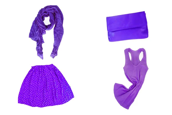Коллаж модной сиренево-фиолетовой летней весенне-летней женщины c — стоковое фото