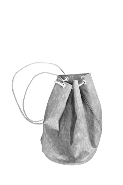 Рюкзак тянуть на веревке изолированы на белом фоне — стоковое фото