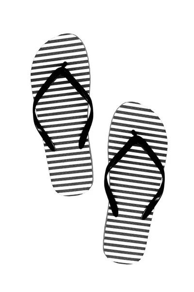 条纹的橡胶拖鞋，白色背景上孤立 — 图库照片