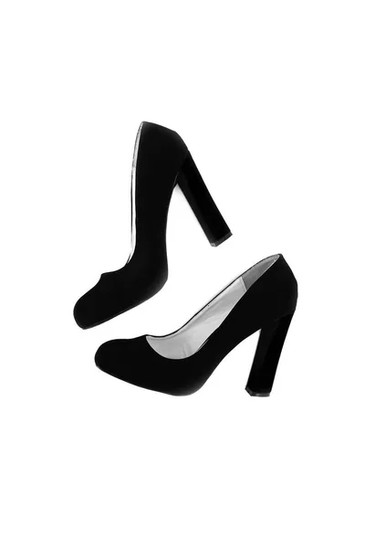 Fashion women 's shoes with a wide heel, top view, isolated — стоковое фото