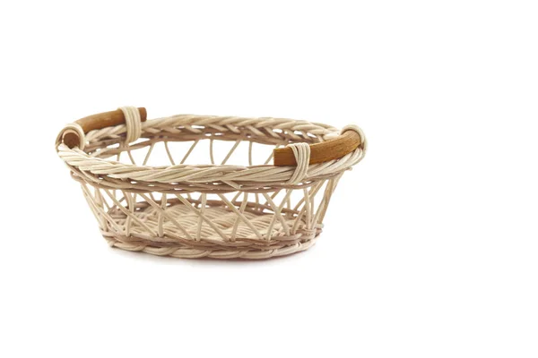 A Empty wicker basket on white background — Stock Photo, Image