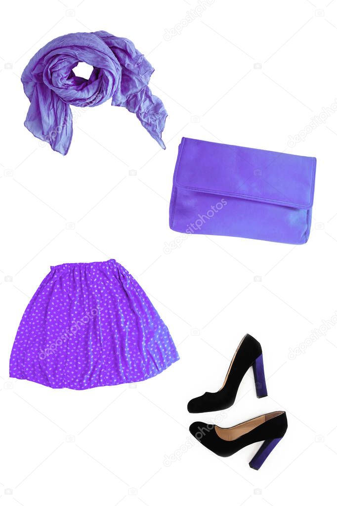collage of fashionable lilac-lilac-violet summer-spring female c