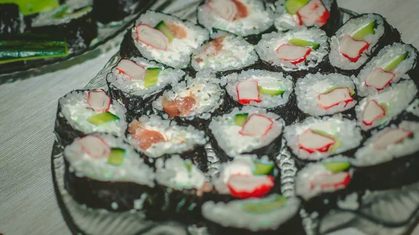 Sushi Set Sashimi Rotoli Sushi — Foto Stock