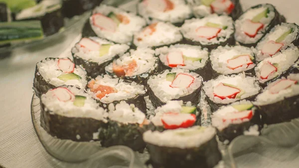 Sushi Set Sashimi Rolos Sushi — Fotografia de Stock