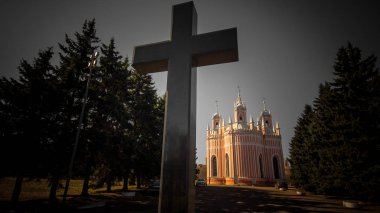 St. Petersburg, Rusya 10 Nisan 2018: Chesme Gotik kilise. Kilise St John Baptist Chesme sarayda Saint Petersburg, Rusya Federasyonu