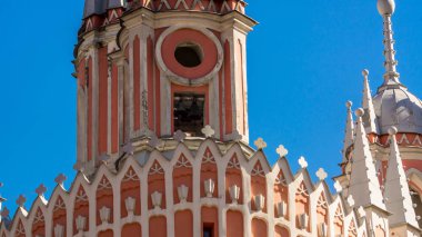 St. Petersburg, Rusya 10 Nisan 2018: Chesme Gotik kilise. Kilise St John Baptist Chesme sarayda Saint Petersburg, Rusya Federasyonu