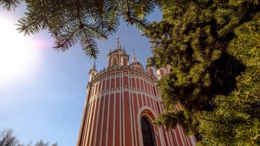 St. Petersburg, Rusya 10 Nisan 2018: Chesme Gotik kilise. Kilise St John Baptist Chesme sarayda Saint Petersburg, Rusya Federasyonu