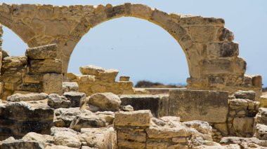 Antik Kourion kalıntıları. Limasol Bölgesi. Kıbrıs, 06 Ağustos 2017