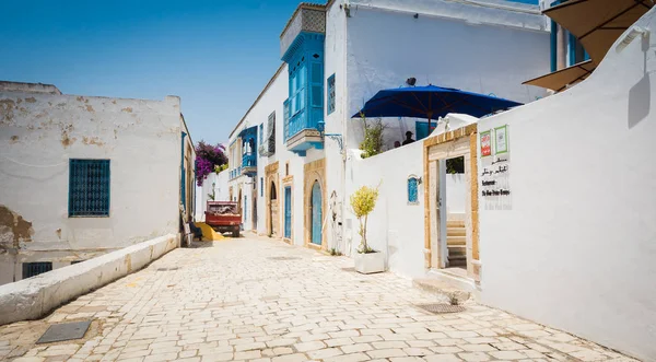 Традиционная Старая Расписная Дверь Историческом Районе Медине Тунис Цветной Текстурированный Стоковая Картинка