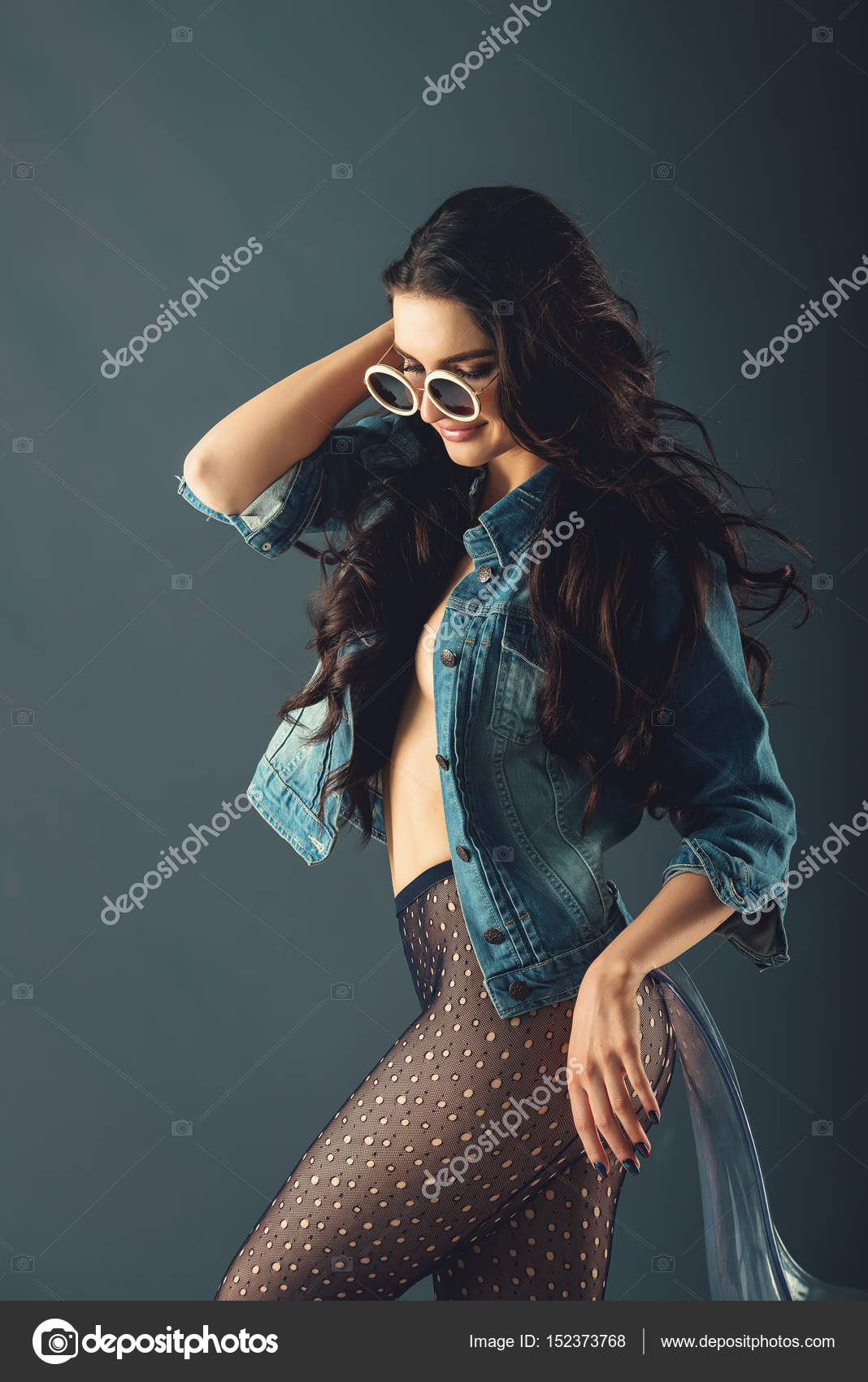 Very Attractive Woman Wearing Nothing Transparent Stock Photo