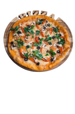 İtalyan pizza cesare biber mantar ve maydanoz. Pizza menüleri için farklı türde bir açıdan bir dizi