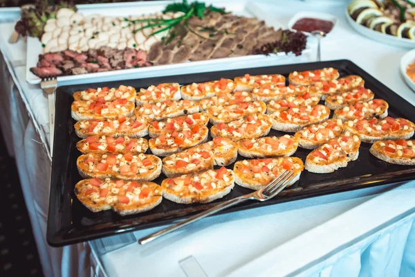 Bruschetta italiano pão de alho torrado com tomate — Fotografia de Stock