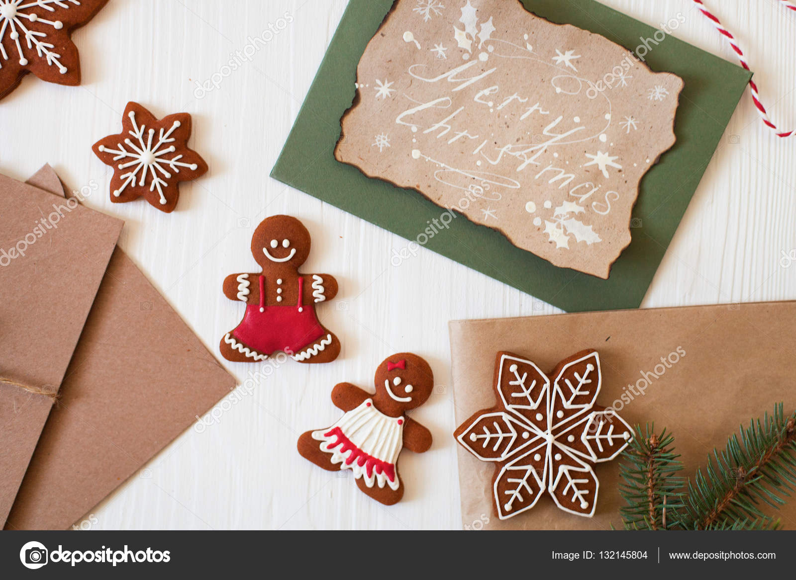 Merry Christmas Xmas Cookies Gingerbread Man Ribbon Card Fe