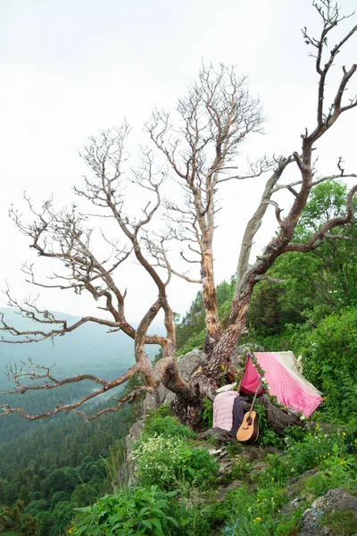 Romantische Dekoration am Berg, Hochzeitsinspirationen — Stockfoto