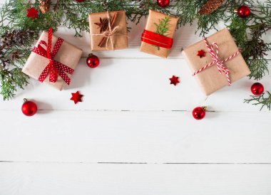 Arka plan, Noel ve yeni yıl düz kompozisyon Xmas yaptı.