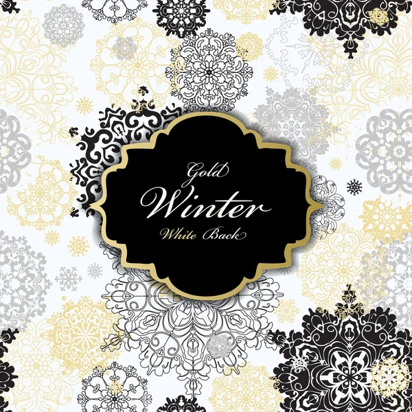 Design de inverno com flocos de neve brancos prateados — Vetor de Stock