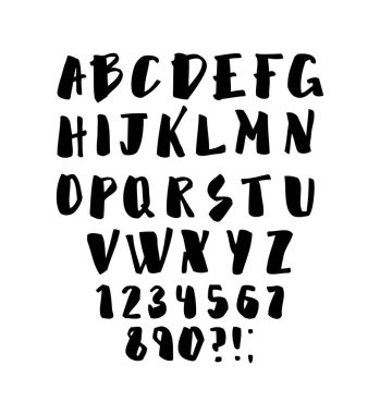 Vektör alfabesi. el çizimi harfler.